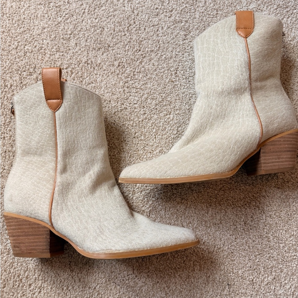 Stylish Cream Ankle Boots